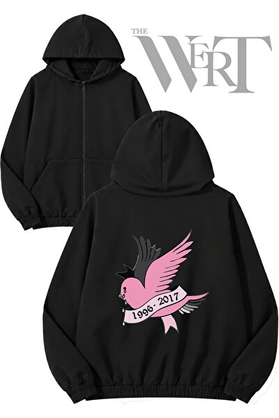 THEWERT Lil Peep Crybaby Back Printed Zippered Hooded Black Cardigan (2 Yarns)