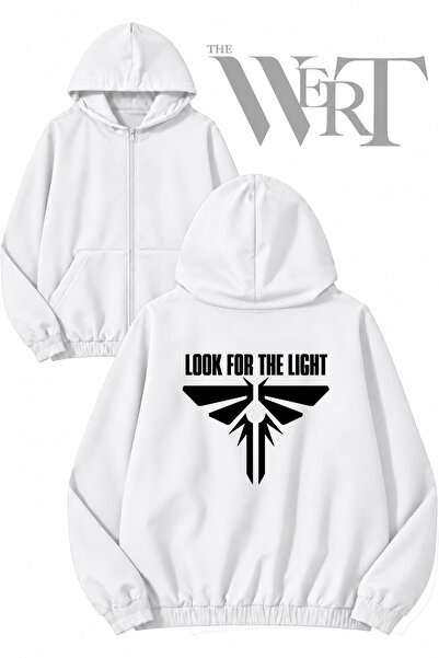 THEWERT Look for the Light Firefly Back Print Zippered Hooded White Cardigan ...