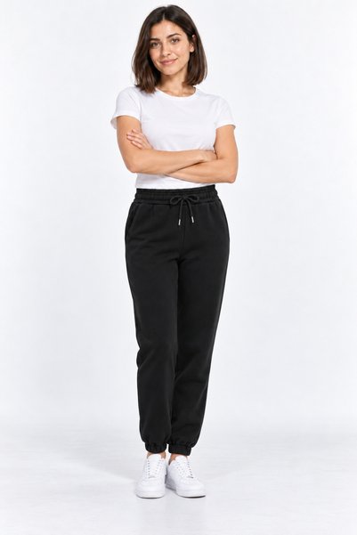 ODİN ATLAS Women's Black Sweatpants Soft 3-Thread Elastic Cuffs