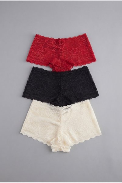 La Linaa Set de 3 chiloți boxer confortabili din dantelă elastică cu detaliu ...