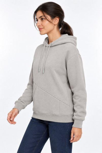 ODİN ATLAS Soft Puff Fabric Women's Stone Color Sweatshirt with Side Pockets