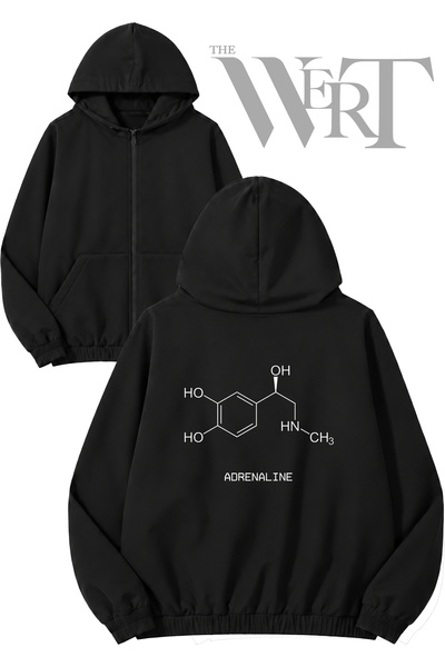 THEWERT Adrenaline Back Printed Zippered Hooded Black Cardigan (2 Yarns)