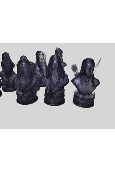 OEM Set piese sah Lord Of The Rings, de colectie, 6-9cm, negru translucid, J.R.R. Tolkien