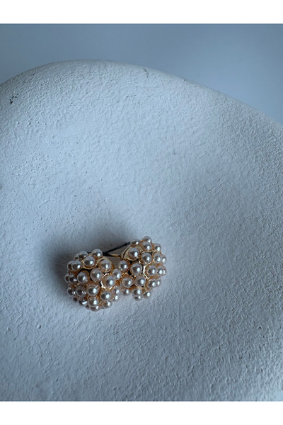 BHR AKSESUAR Gold Color Pearl Retro Tiny Earrings (1.3 cm)