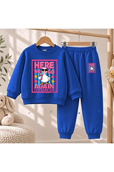 playwear Team Sweatshirt with Table Duck Print for Girls and Boys, Crew Neck