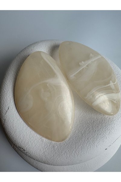 BHR AKSESUAR Large Matte Cream Bone Earrings (7.5 cm)