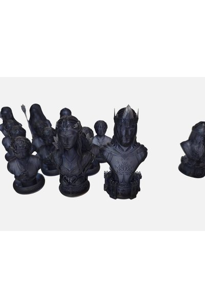 OEM Set piese sah Lord Of The Rings, de colectie, 6-9cm, negru translucid, J.R.R. Tolkien