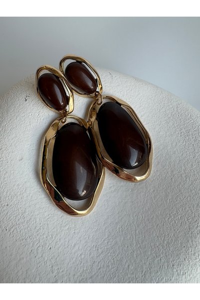 BHR AKSESUAR Brown Dangle Earrings (6.5 cm)