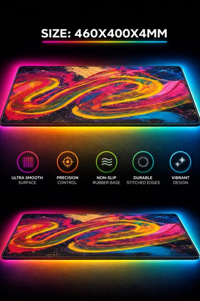 Xtrfy GP4 Large Gaming Mouse Pad (460x400x4mm) - Color Flow Abstract Design, Smooth Control Cloth Surface, Non-Slip Rubber Base, Stitched Edges, Designed in Sweden for Esports & PC Gaming