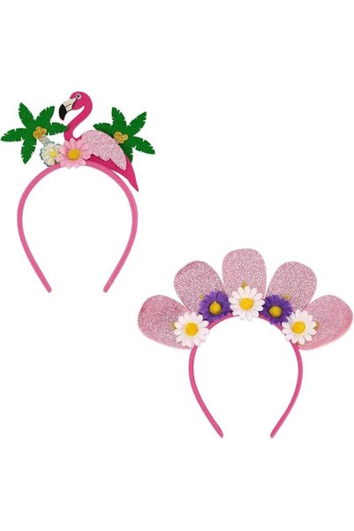 Generic Tropical Flamingo and Floral Headband Set, 2 Pack, Pink Glitter Party...