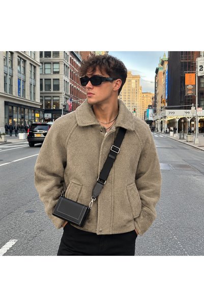 town walker Erkek Regular Fit Peluş Dokulu Kaşe Kışlık Mont