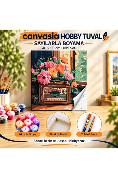 canvasia Sayılarla Boyama Numaralı Tuval Seti Boya Fırça Dahil 40x50 Cm Nosta...