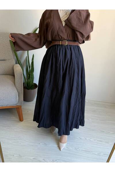 HEWANK Women's Skirt Long Lined Crinkled Skirt