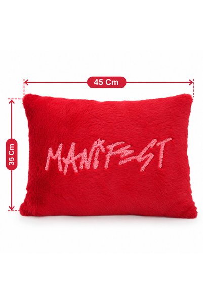 MANİFEST Kırmızı Peluş Kırlent 35×45 Cm