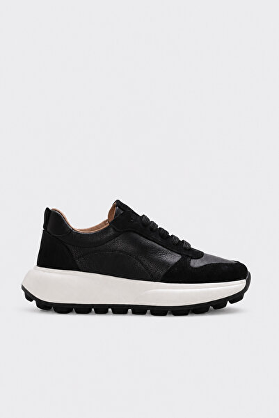 FAST STEP Genuine Leather 182Za3323 Black Skin Black Suede Women's Casual Shoes