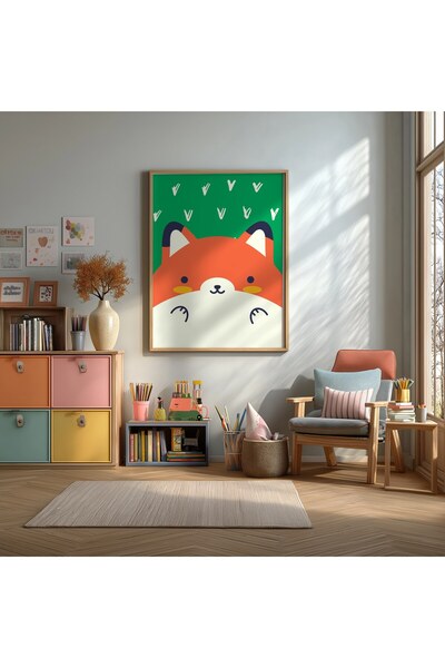 KEYFHOME Drăguț Vulpe Copil Pastel Cadru MDF Tablou Poster Cameră Copii Decor...