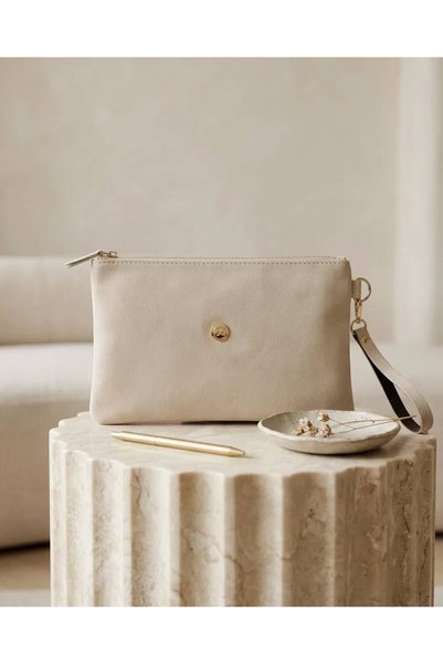 Sahfa Women's Portfolio Bag Zippered Handbag Stylish Daily Bag with Wrist Strap