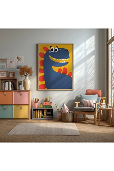 KEYFHOME Colorat drăguț dinozaur înrămat MDF pictură poster camera bebelușulu...