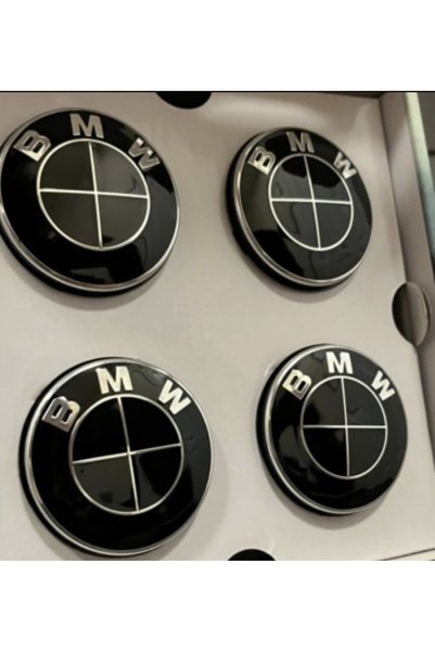 Universal Bmw F20 68mm Komple Siyah Jant Göbeği Logo Seti 4 Adet