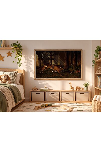 KEYFHOME Poster de pictură MDF cu cadru de ren de Anul Nou, cadou pentru deco...