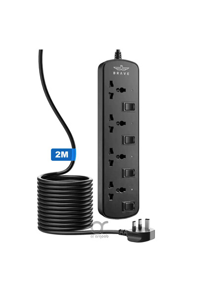 Brave BPS-04 4-Way Universal Power Strip 3250W 13A, 2M Heavy-Duty Extension C...