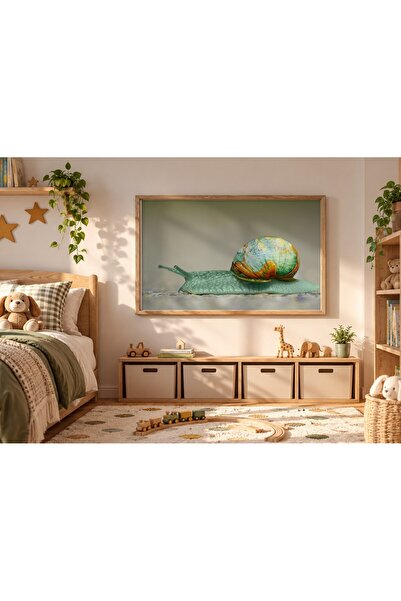 KEYFHOME Poster de pictură MDF cu cadru de melc turcoaz, cadou pentru decor d...