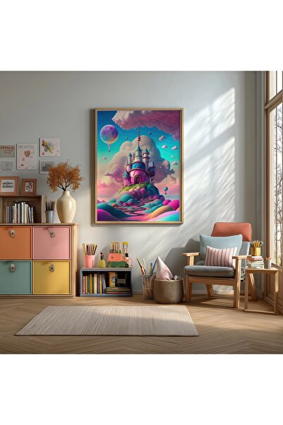 KEYFHOME Candy Land Candyland 1 Framed Mdf Painting Poster Children's Room Wa...
