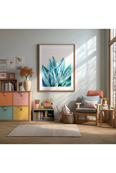 KEYFHOME Cactus Botanic Acuarelă Înrămată MDF Tablou Poster Living Decor de p...