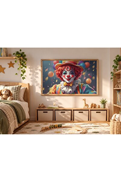 KEYFHOME Αφίσα ζωγραφικής σε MDF με οριζόντιο πλαίσιο τσίρκου κλόουν, δώρο δι...
