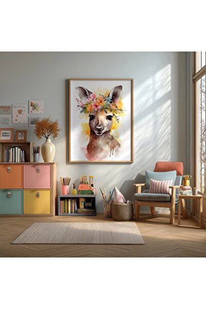 KEYFHOME Floral Baby Canguru Încadrat MDF Tablou Poster Camera Bebelus Decor ...