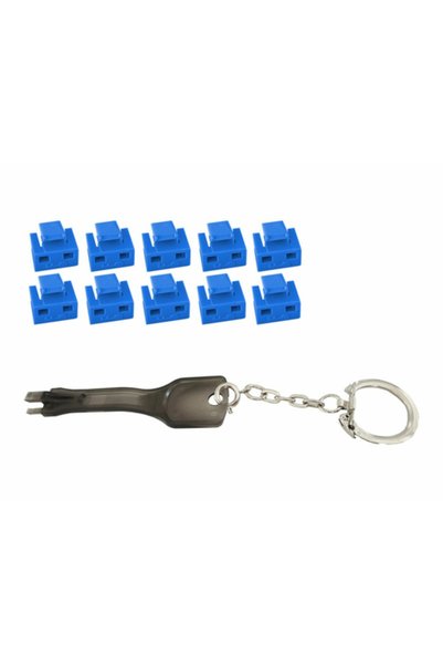 MicroConnect Blocator de port RJ45 MC-RJ45PORTBLOCK-B (10 buc) Negru/Albastru