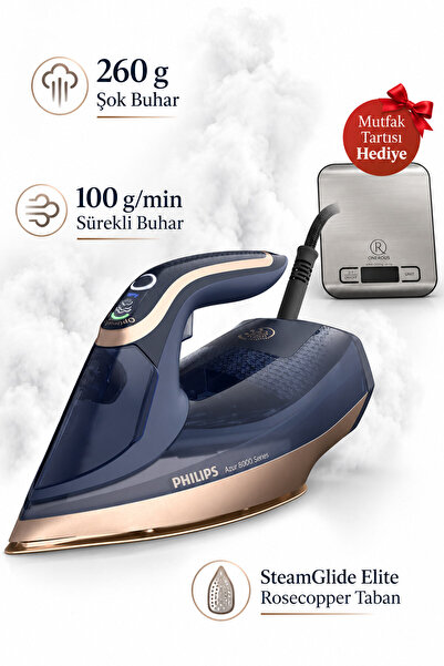 Philips 260 g Şok Buhar Buharlı Ütü DST8050/20 Mutfak Tartısı Hediye (Onerous)