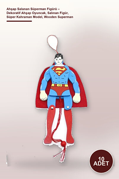 Yenilig 10 Pieces of Wooden Swinging Superman Figures – Decorative Wooden Toy...