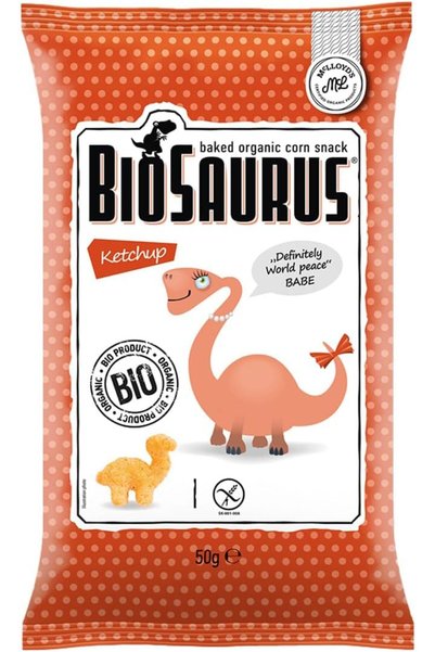 Biosaurus وجبات خفيفة عضوية من الذرة المخبوزة مع الكاتشب، 50 جرام