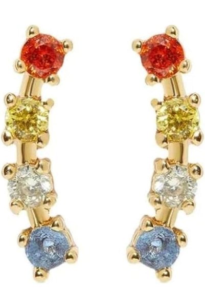 GObuy أقراط مرصعة بالأحجار الكريمة J-EAR1200