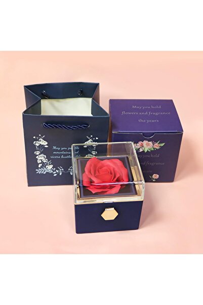 Arabest Rose Jewelry Box with Rotating Ring Holder,Artificial Eternal Flower ...