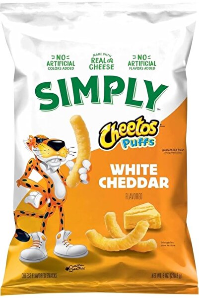 Cheetos بسكويت منفوخ بنكهة جبنة الشيدر البيضاء 226.8 جرام