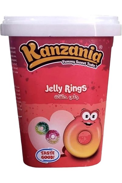 Kanzania حلوى جيلي جومي يمي على شكل حلقات في علب 140 جرام