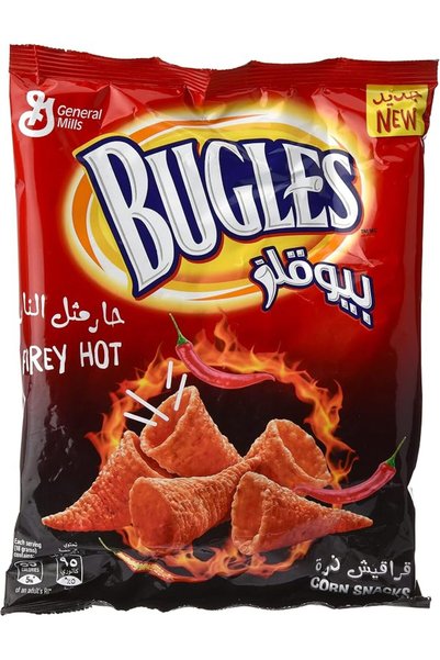 Bugles Corn Snack Firey Hot , 125 Gm