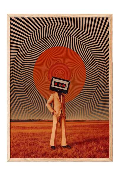 Postifull Kaset Kafa Surreal Composition Poster – Wooden Framed Painting No:1...