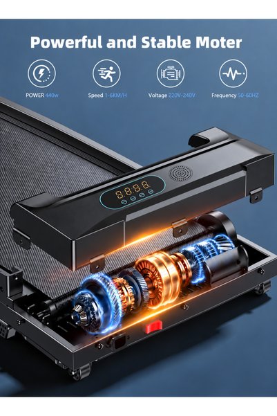 ESLTECNO Walking Pad Treadmill with Bluetooth Speaker, 2HP Peak Motor, 8% Incline, 1.0–8 KM/H Speed, LED Display, 100kg Capacity — Compact Foldable Treadmill for Home & Office