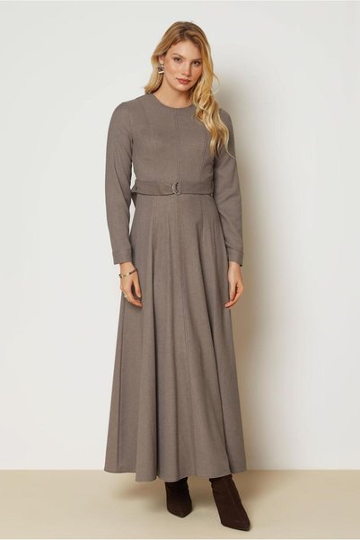 Alvina Belted Linen Effect Dress 46203