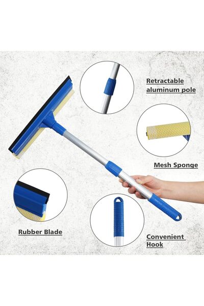 ALKANZ 2-in-1 Window Squeegee and Sponge with Telescopic Aluminium Handle