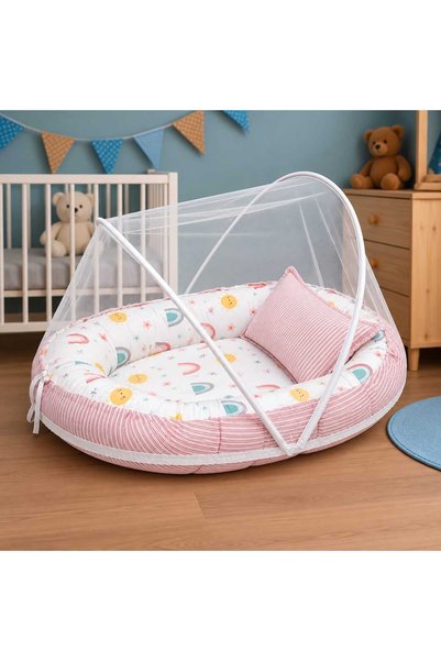 JULYA KİDS Babynest Mosquito Net Crib Baby Bed Orthopedic Pillow Cotton and M...