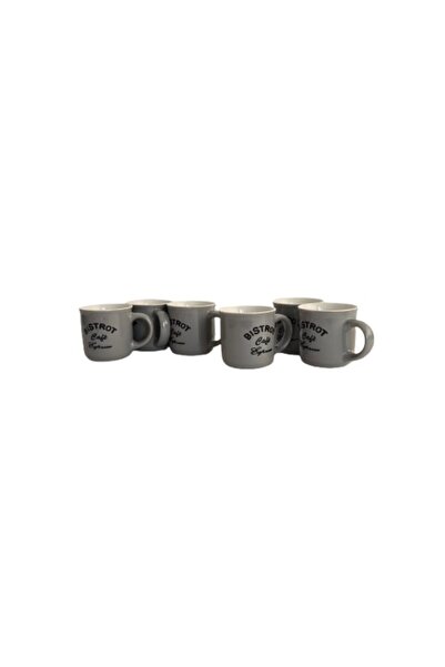 Cesiro Set de 6 căni, 120 ml, Cesiro, Porțelan, Alb/Gri
