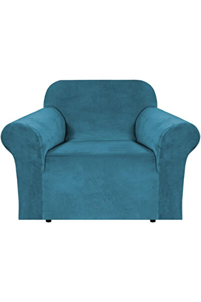 JOJO HOME Husa elastica din catifea pentru fotoliu, cu brate, turquoise, HCCJ...