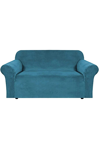 JOJO HOME Husa elastica din catifea, canapea 2 locuri, cu brate, turquoise, H...