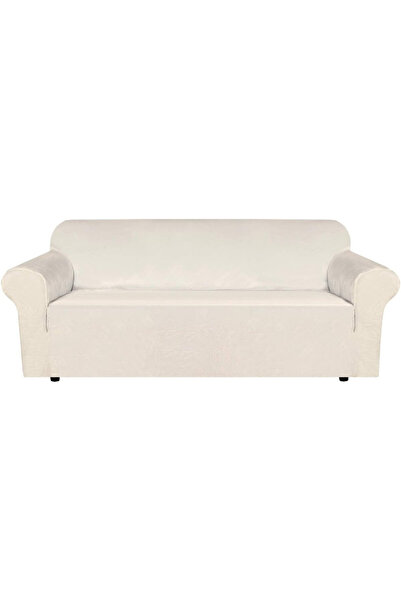 JOJO HOME Husa elastica din catifea, canapea 3 locuri, cu brate, crem, HCCJ3-03