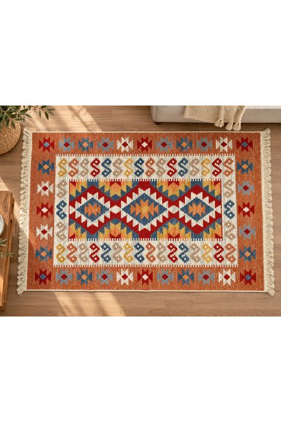 Safir Kilim Gold Kalite,Modern Özel Tasarım, Çift Taraflı Saçaklı Dokuma Kili...