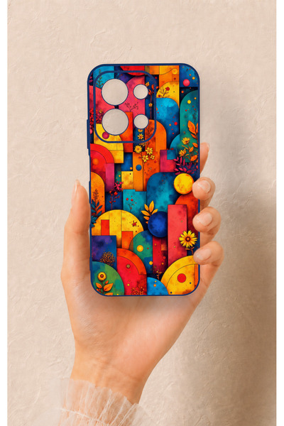 Vip Case Redmi 15C 4g Compatible Colorful Geometric Floral Pattern Silicone Case